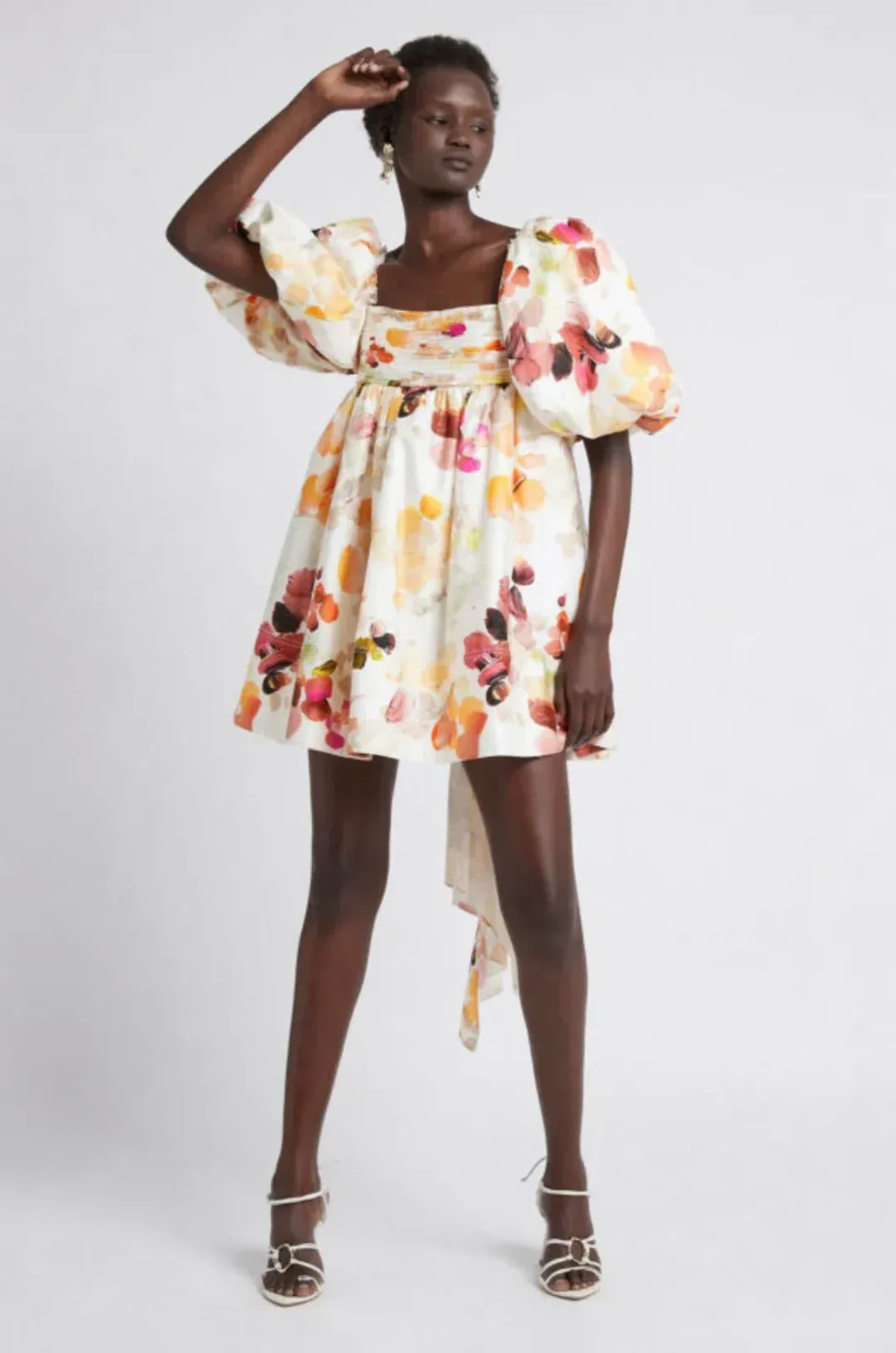 Aje Dassia Puff Sleeve Mini Dress in Floral - Size 8 for rent on The Volte - main image