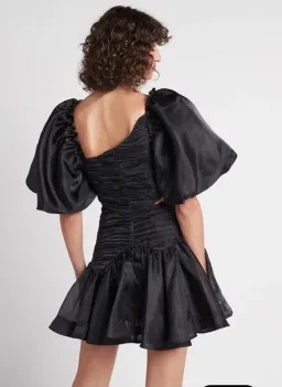 Aje Joan Puff Sleeve Mini Dress in Black - Size 8 for rent on The Volte - image 3