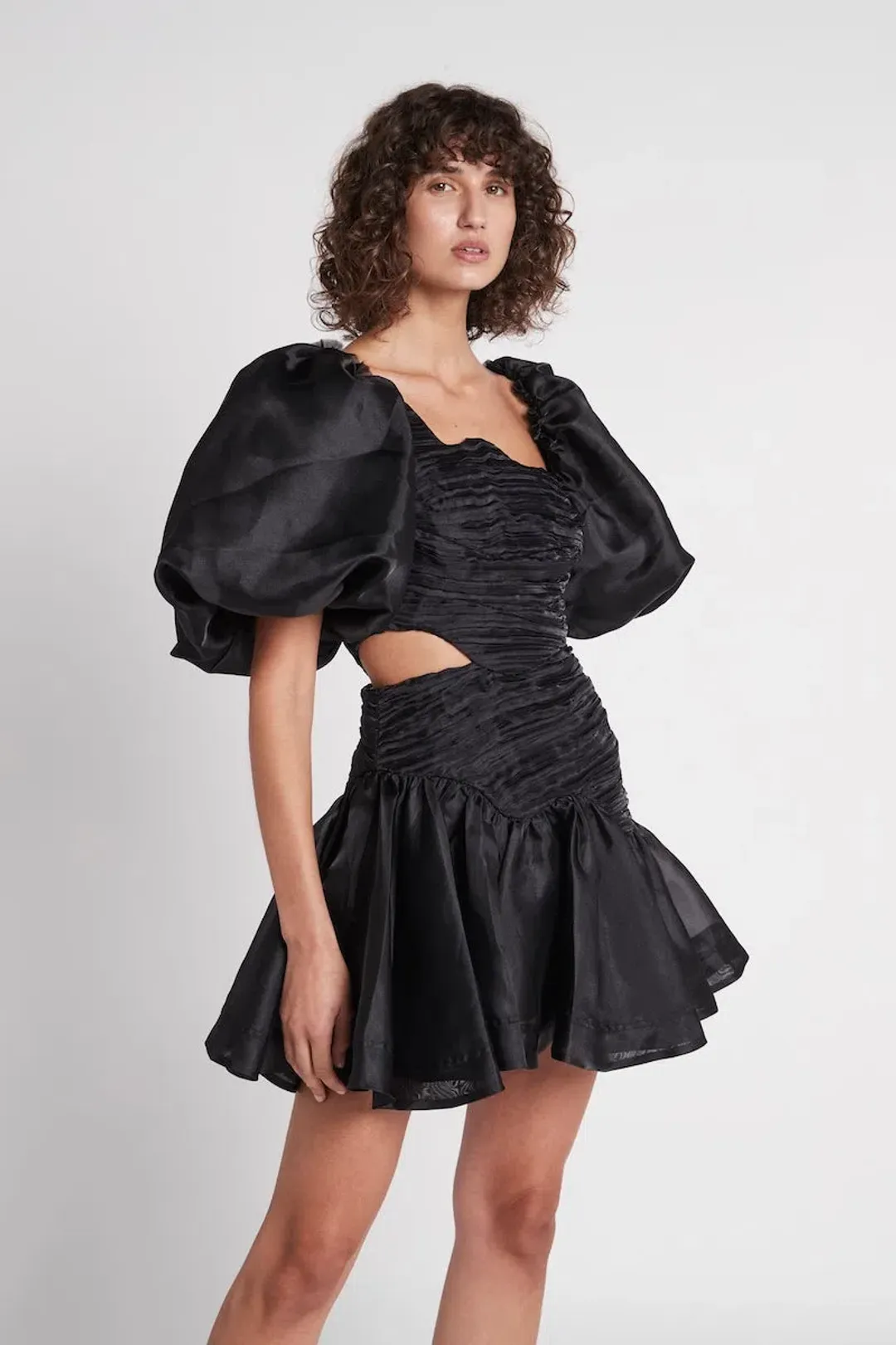 Aje Joan Puff Sleeve Mini Dress in Black - Size 8 for rent on The Volte - main image