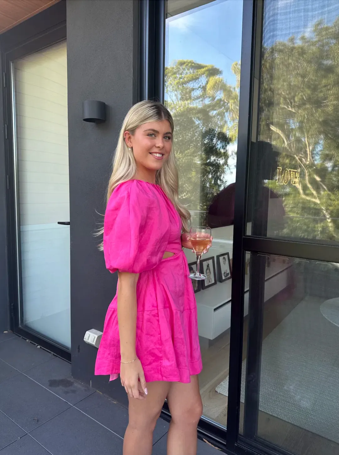 Aje Admiration Lace-Up Mini Dress in Pink - Size 6 for rent on The Volte - main image