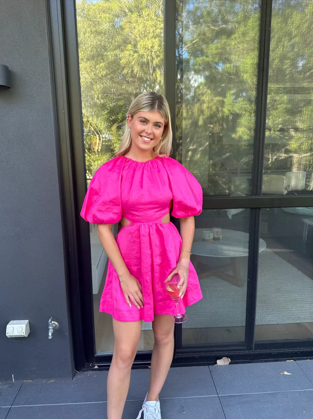 Aje Admiration Lace-Up Mini Dress in Pink - Size 6 for rent on The Volte - main image
