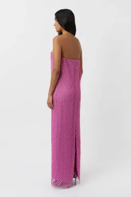 Camilla and Marc Sinclar Lace Strapless Maxi Dress in Magenta Pink Size 10 for rent on The Volte - image 3