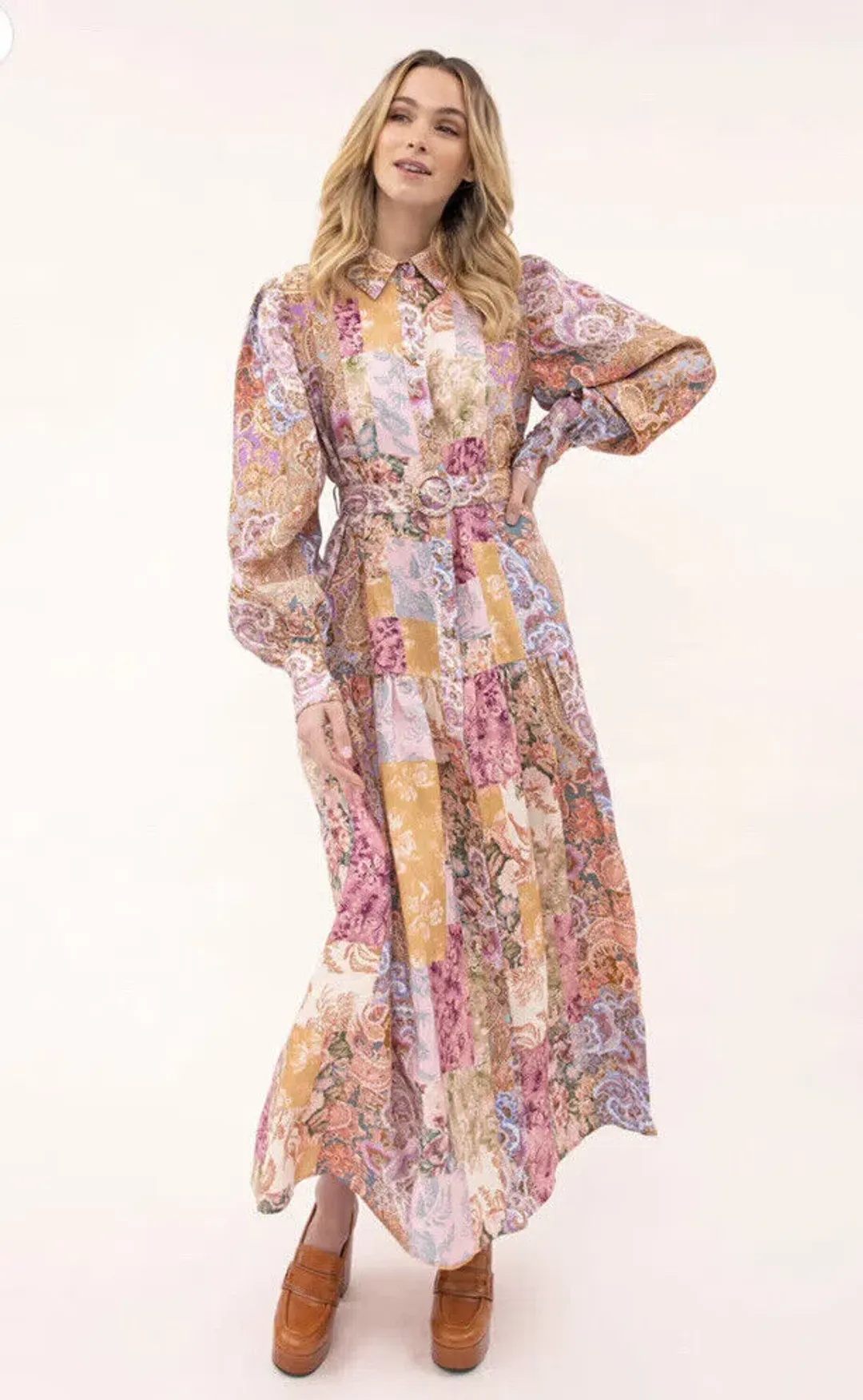 Kachel May Maxi Linen Shirt Dress  for rent on The Volte - main image