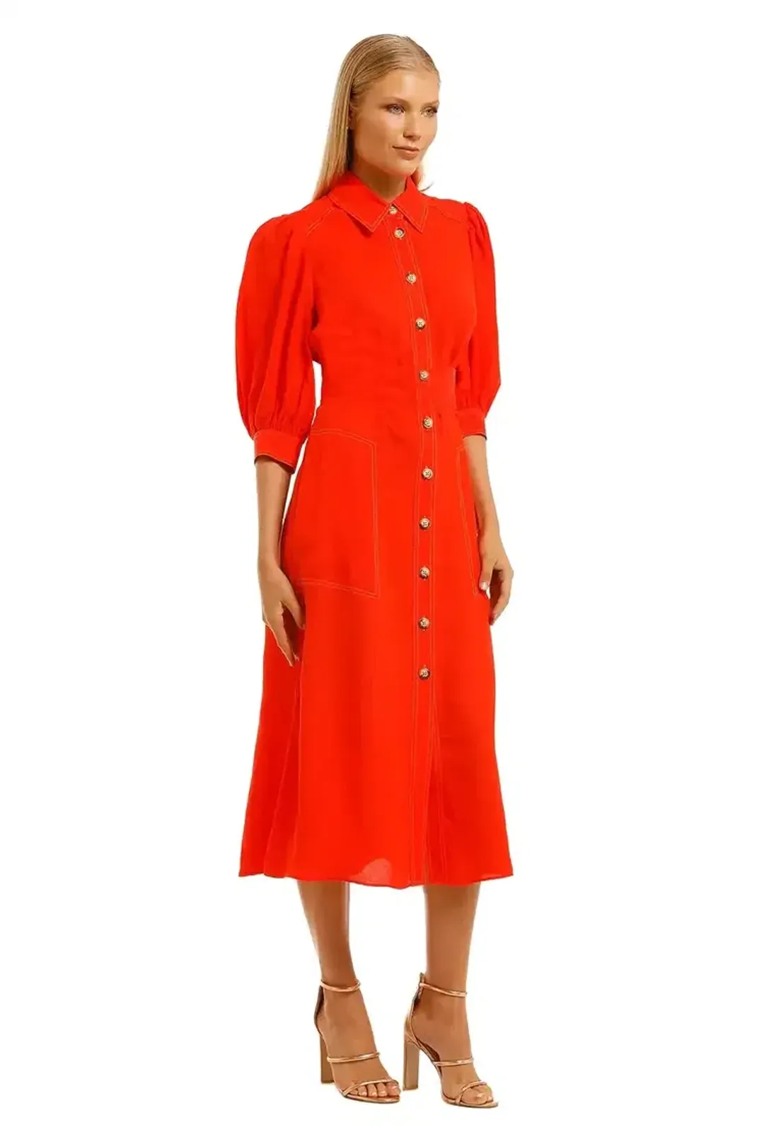 Ginger and Smart Memoir Shirt Dress in Tango Red Size 10 for rent on The Volte - main image