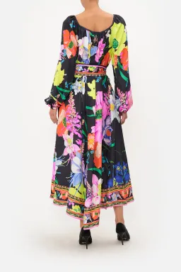Camilla Gathered Flared Dress Black Floral Size 14 for rent on The Volte - image 2