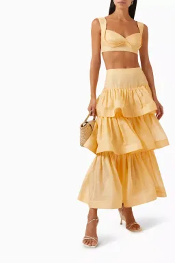 Zimmermann Coaster Bralette and Tiered Skirt in Set Butter Size 1/AU 10 for rent on The Volte - image 1