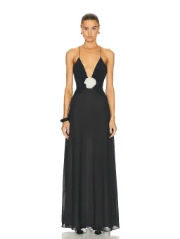 Helsa Studio Sheer Deep V Long Slip Dress Size S/AU 8 for rent on The Volte - image 1
