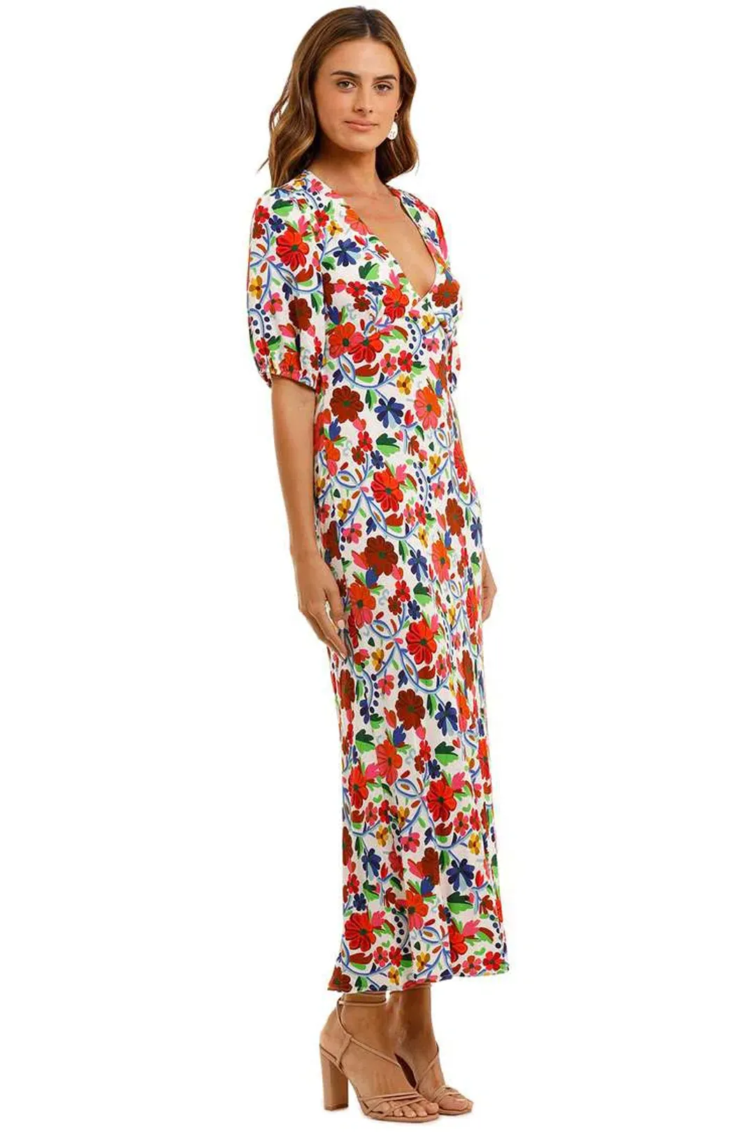 Rixo Steph Crepe Midi Dress Floral Size XS / AU 8 for rent on The Volte - main image