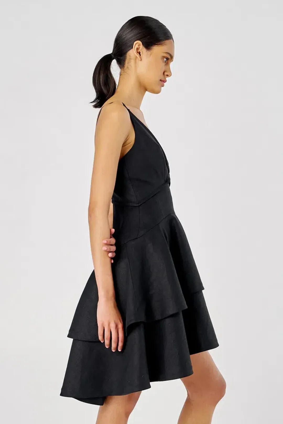 Oroton Tiered Bodice Dress Black Size 8 for rent on The Volte - main image