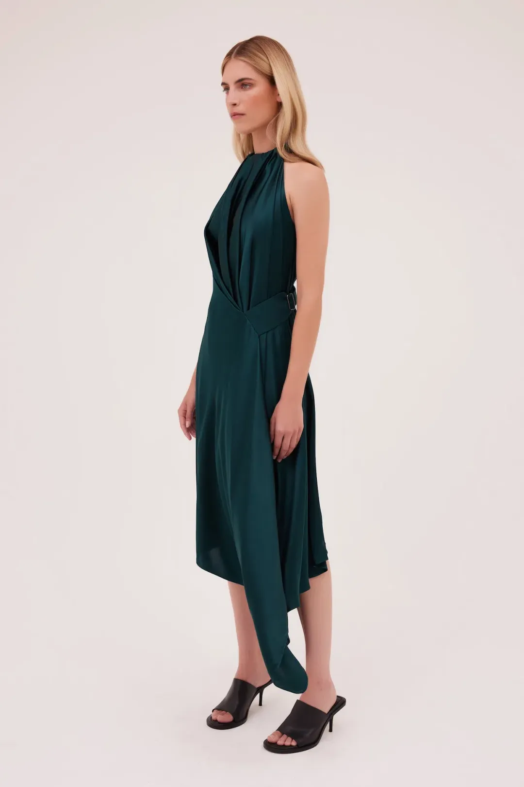 Bianca Spender Isabella Silk Midi Dress Green Size 8 for rent on The Volte - main image