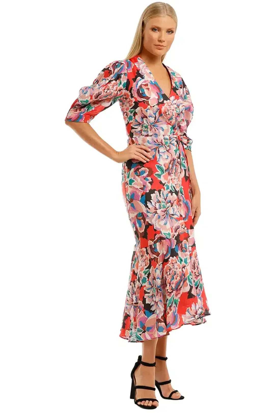 Ginger & Smart Flourish Wrap Midi Dress Floral Size 6 for rent on The Volte - main image