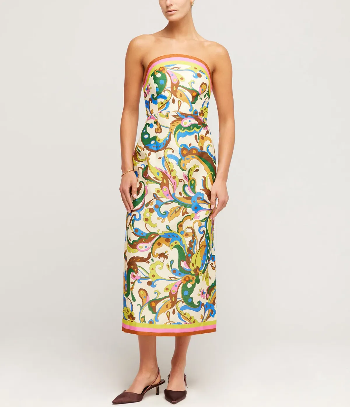 Alemais Ozma Bodice Dress Cream Multi Size 10 for rent on The Volte - main image