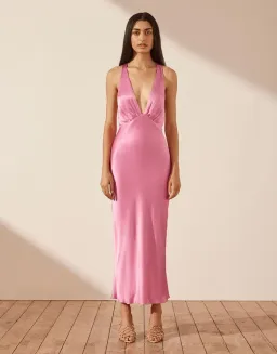 Shona Joy Arienzo Plunged Dress Pink Size 8  for rent on The Volte - image 1