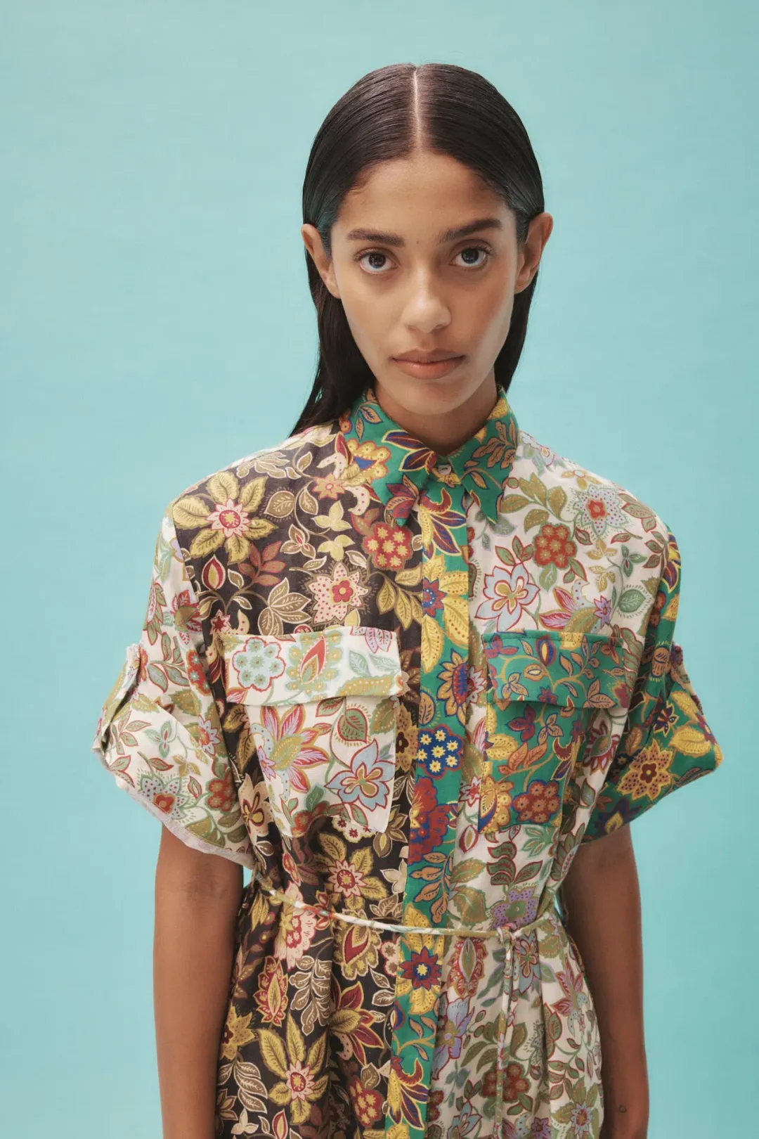 Alemais Isabella Patchwork Shirtdress Floral Size AU 8 for rent on The Volte - main image