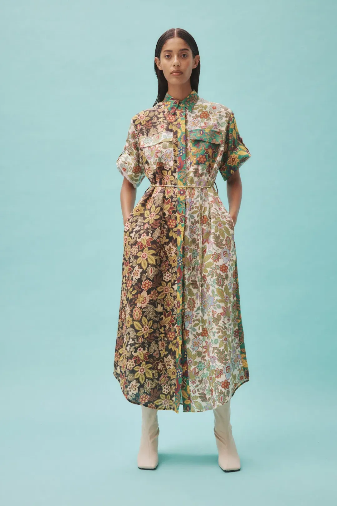 Alemais Isabella Patchwork Shirtdress Floral Size AU 8 for rent on The Volte - main image