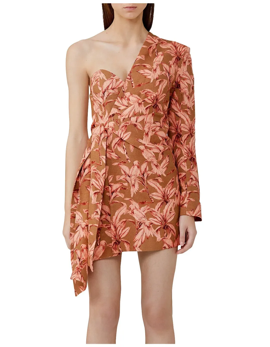 Significant Other Eva One Sleeve Mini Dress Palm Print Size 6 for rent on The Volte - main image