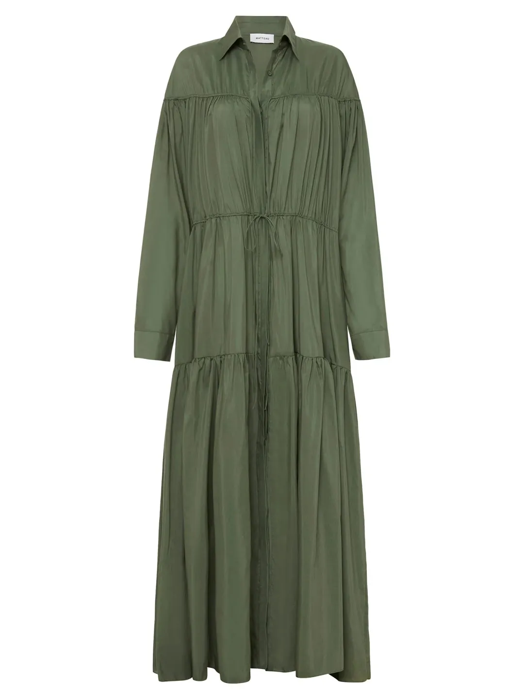Matteau Tiered Drawcord Dress in Fern Size 3 / AU 12 for rent on The Volte - main image