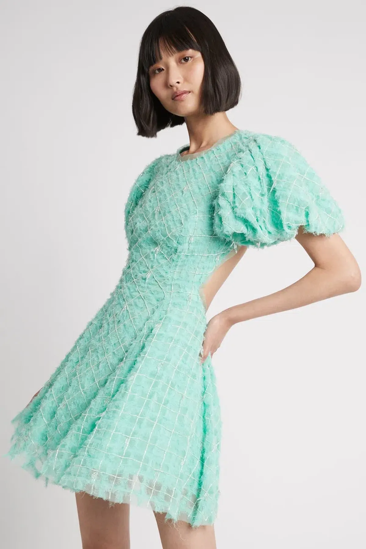 Aje Context Embellished Mini Dress Green Size 8 for rent on The Volte - main image
