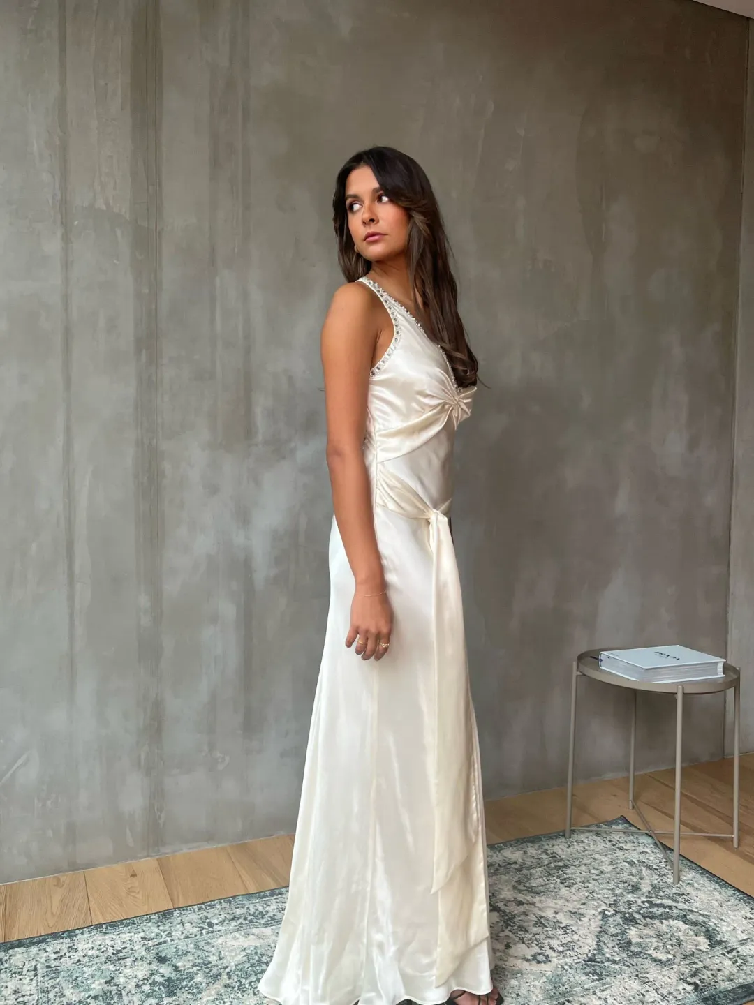 Ruth Tarvydas Open Back Vintage Maxi Dress White Size 8 for rent on The Volte - main image