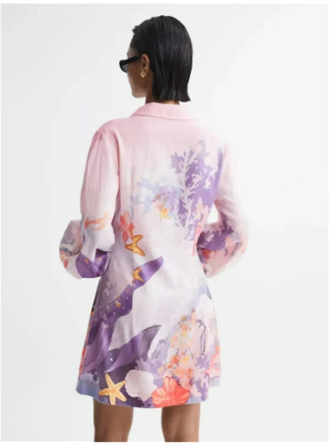Leo Lin Luminous Mini Dress Neptune Placement Print in Coral Size AU 8 for rent on The Volte - main image