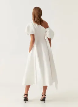 Aje Arista Tulip Sleeve Midi Dress Ivory Size 14  for rent on The Volte - image 3