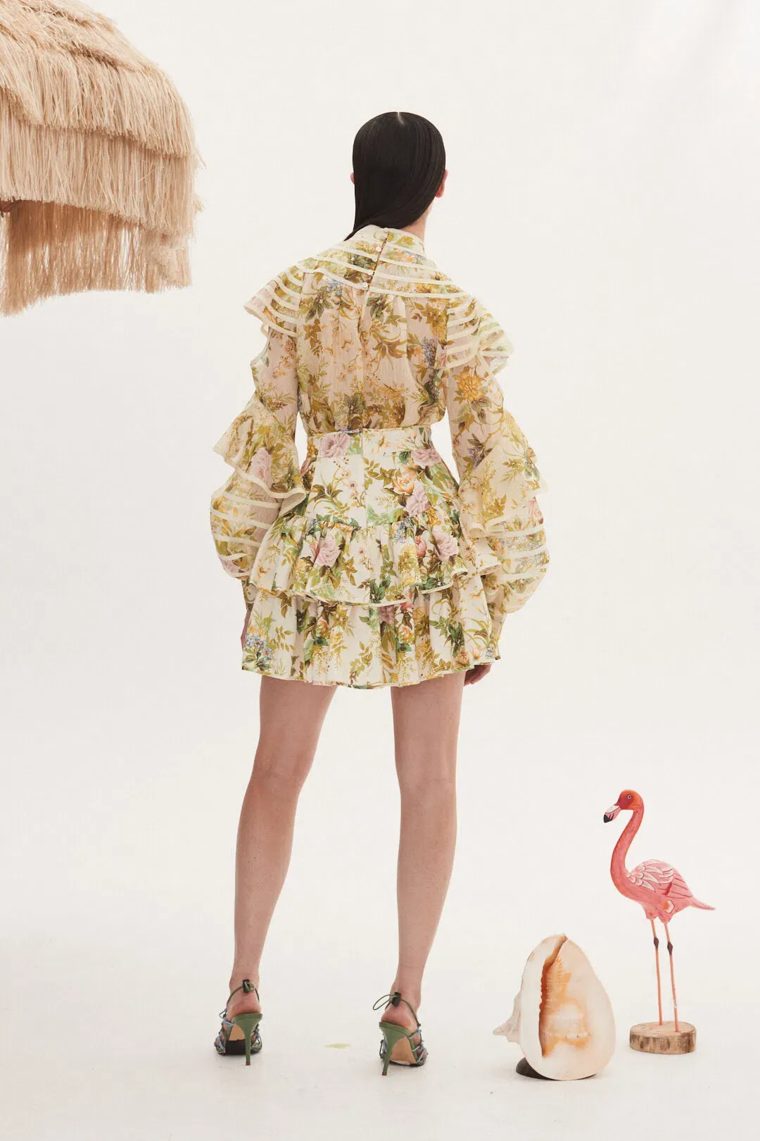 Alemais Eden Long Sleeve Blouse and Skirt Set Multi Floral Size 8  for rent on The Volte - main image