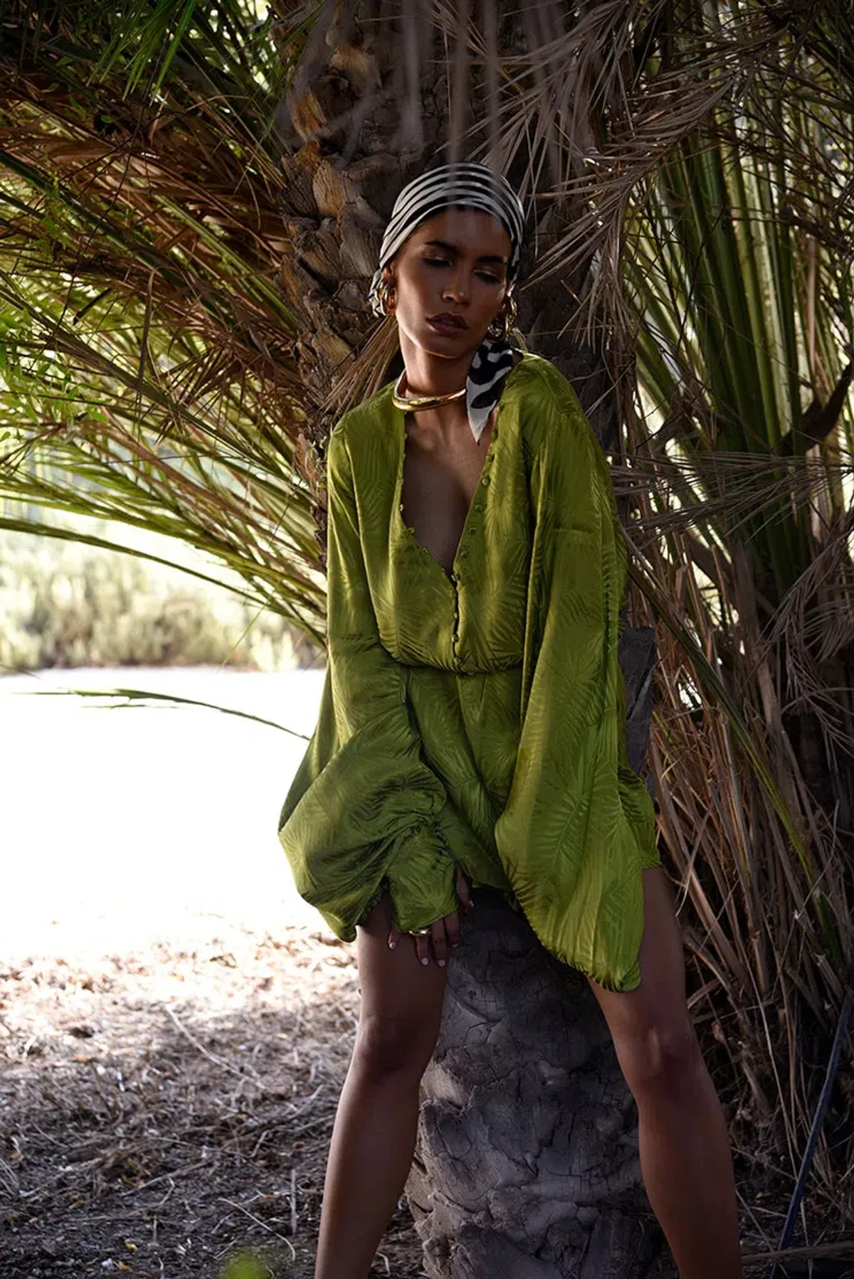 Rat & Boa Harlequin Dress Cypress Green Size L / AU 12 for rent on The Volte - main image