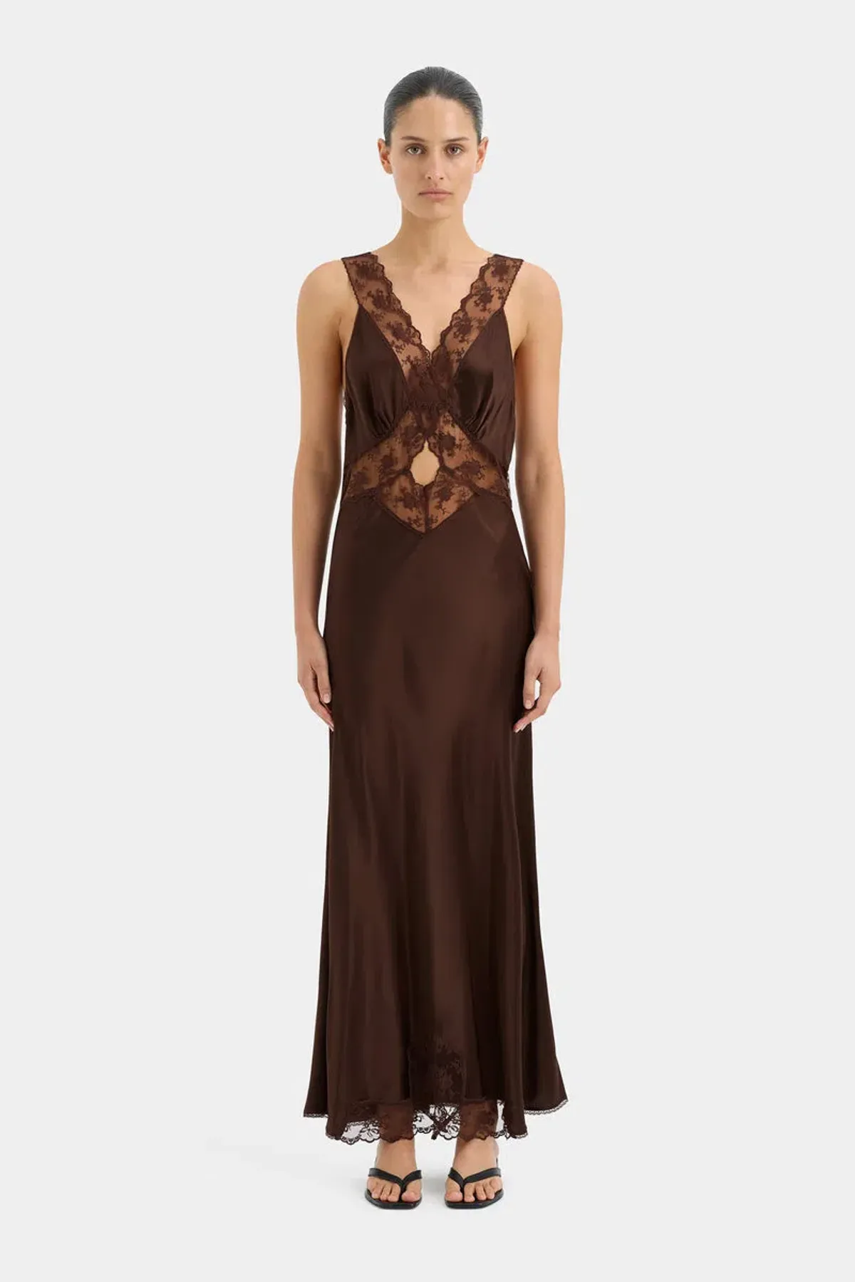 Sir the Label Aries Cut Out Dress Chocolate Size 3/Au 12 for rent on The Volte - main image
