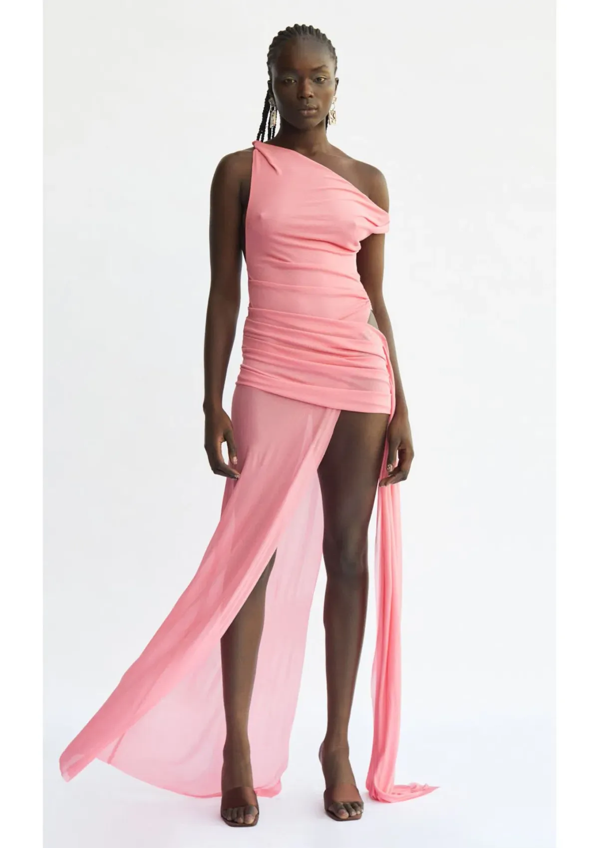 Bec & Bridge Kailani Asym Dress Grapefruit Pink Size 8  for rent on The Volte - main image