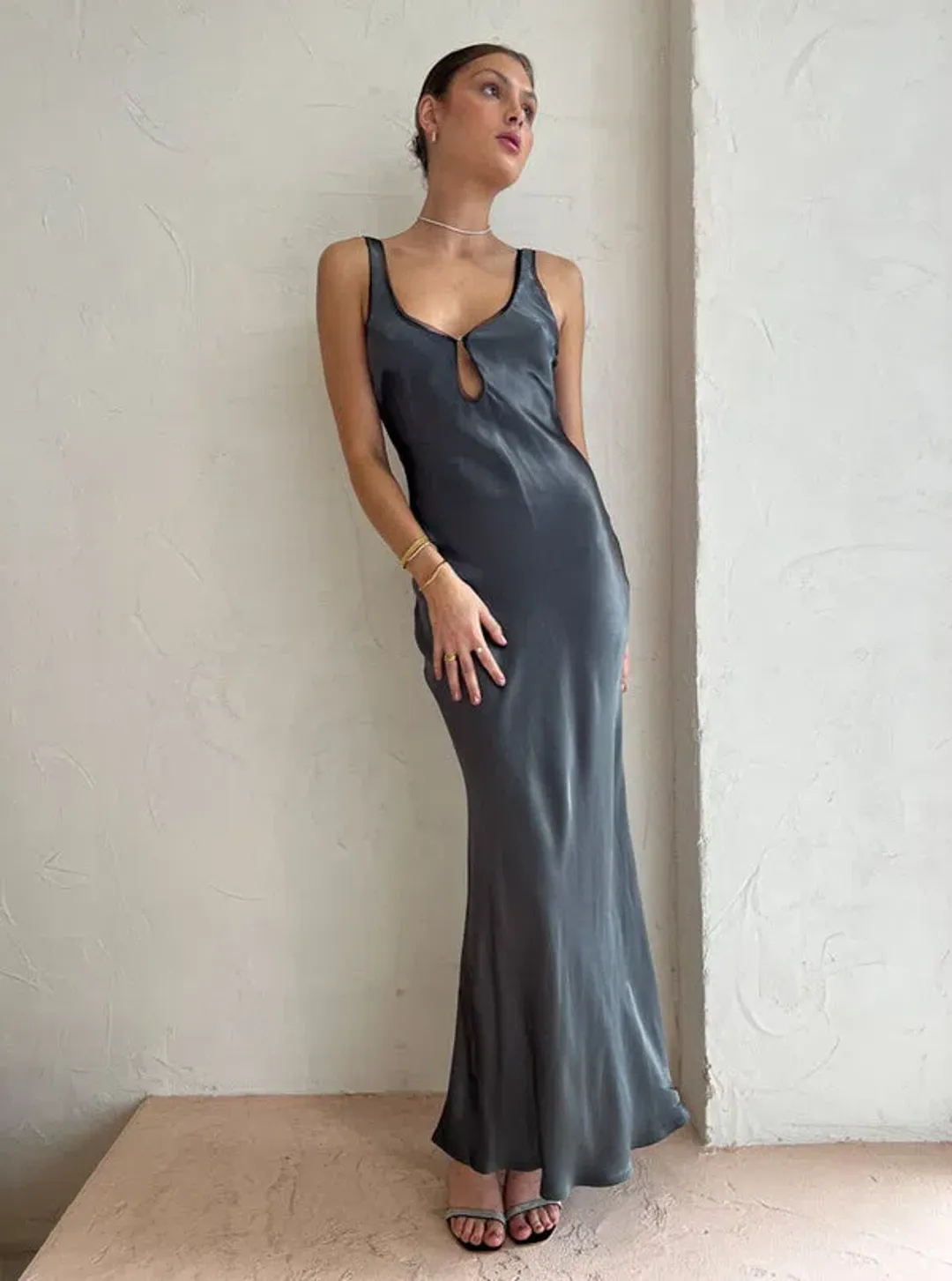 Bec & Bridge Celestial Keyhole Maxi Dress In Gun Metal/Black Size 10 for rent on The Volte - main image