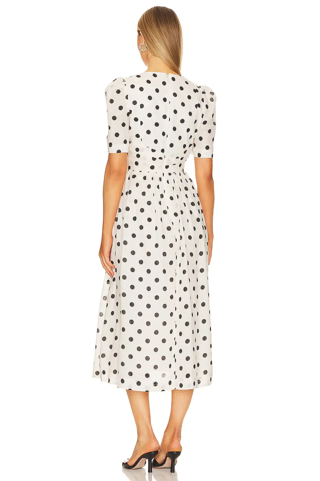 Zimmermann The V Neck Midi Dress in Cream/Black Dot Size 1 /AU 10 for rent on The Volte - main image