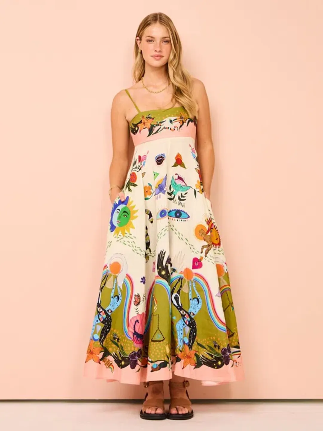 Alemais The Evergreen Sundress in Multi Size 14 for rent on The Volte - main image
