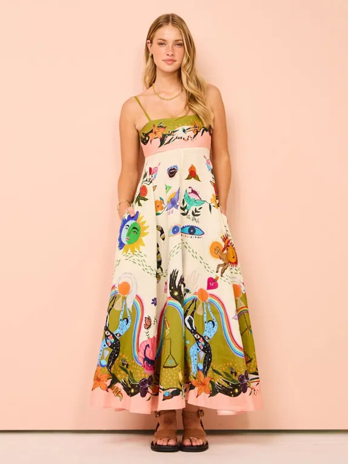 Alemais The Evergreen Sundress in Multi Size 14 for rent on The Volte - main image