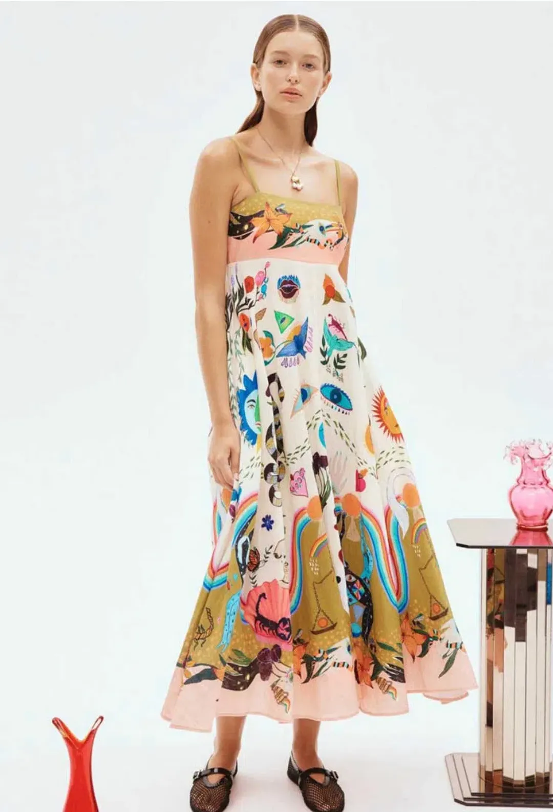 Alemais The Evergreen Sundress in Multi Size 14 for rent on The Volte - main image