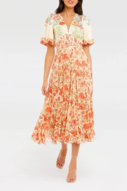 Hemant & Nandita Nova Midi Dress in Floral Size 8 for rent on The Volte - image 1