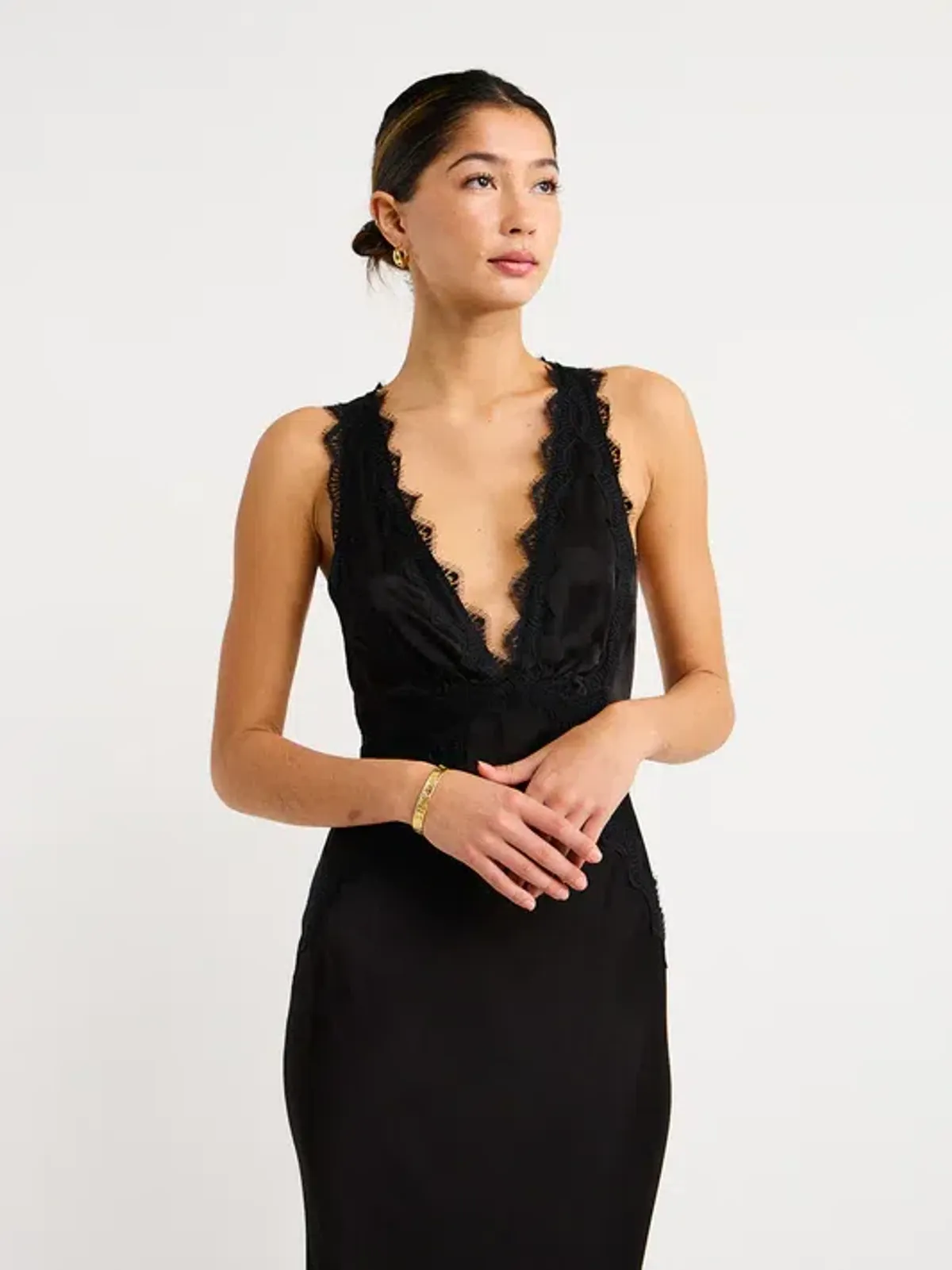 Shona Joy Camille Lace Cross Back Midi Dress in Black Size XS / AU 6 - Image 3