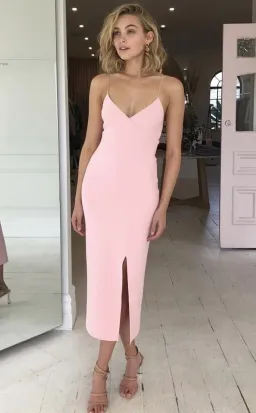 Bec & Bridge Lea Split Midi Dress Blush Size 6 for rent on The Volte - image 4