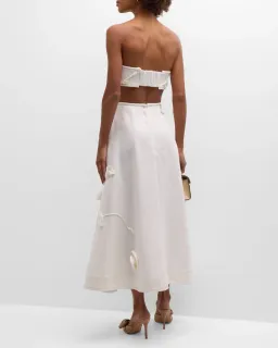 Zimmermann The Matchmaker Rose Bra and Rose Flare Skirt Set in Ivory Size 1/Au 10 for rent on The Volte - image 2