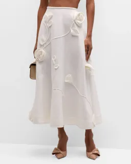 Zimmermann The Matchmaker Rose Bra and Rose Flare Skirt Set in Ivory Size 1/Au 10 for rent on The Volte - image 3