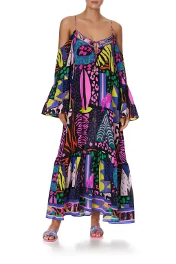 Camilla Drop Shoulder Shoestring Strap Long Sleeve Dress in Fair Ladys Dinkum One Size for rent on The Volte - image 5