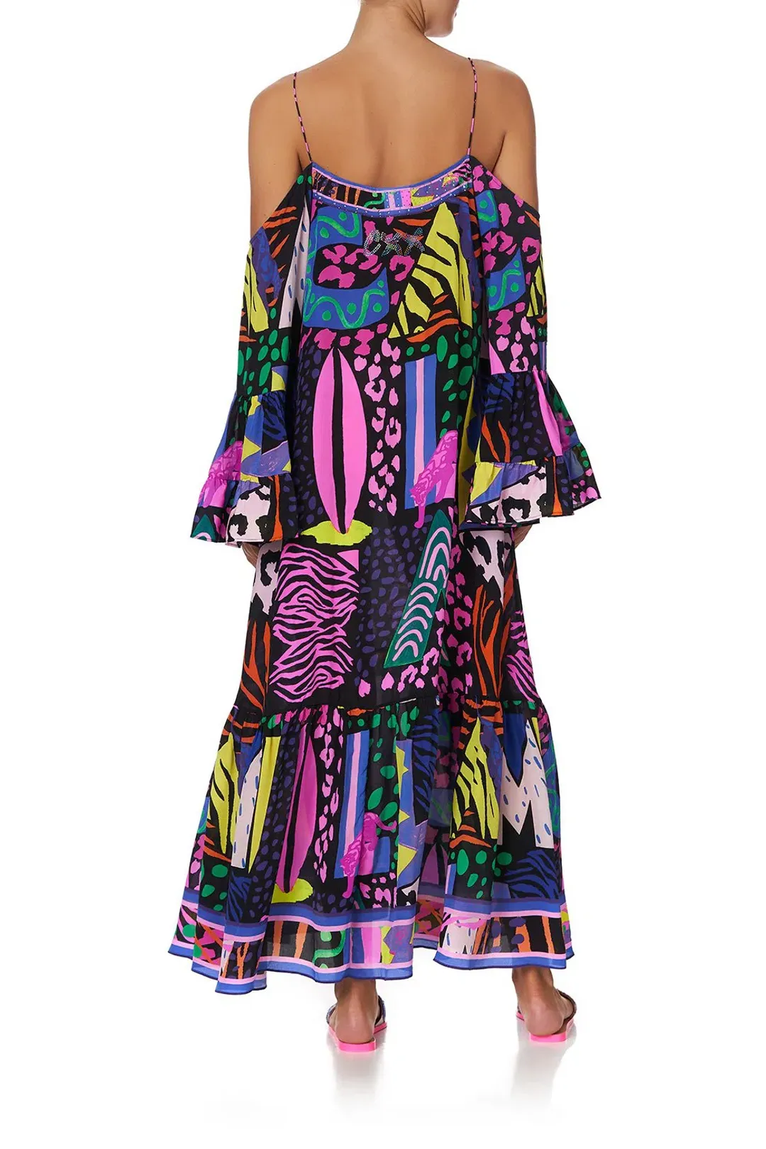 Camilla Drop Shoulder Shoestring Strap Long Sleeve Dress in Fair Ladys Dinkum One Size for rent on The Volte - main image