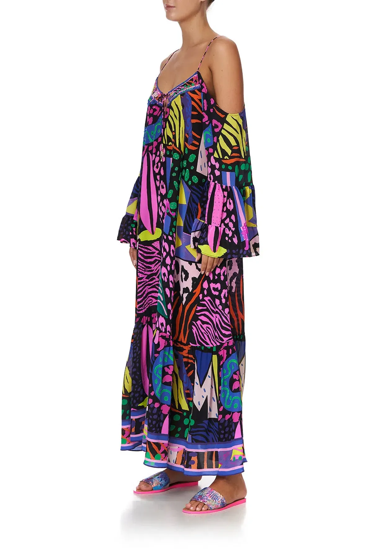 Camilla Drop Shoulder Shoestring Strap Long Sleeve Dress in Fair Ladys Dinkum One Size - Image 2