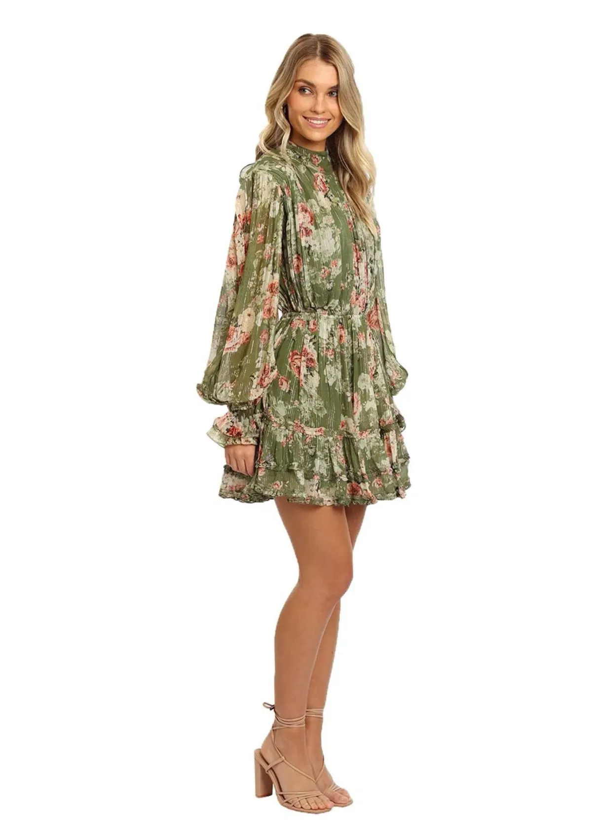 Hemant & Nandita Neem Mini Dress in Green Floral Size 8 - Image 1