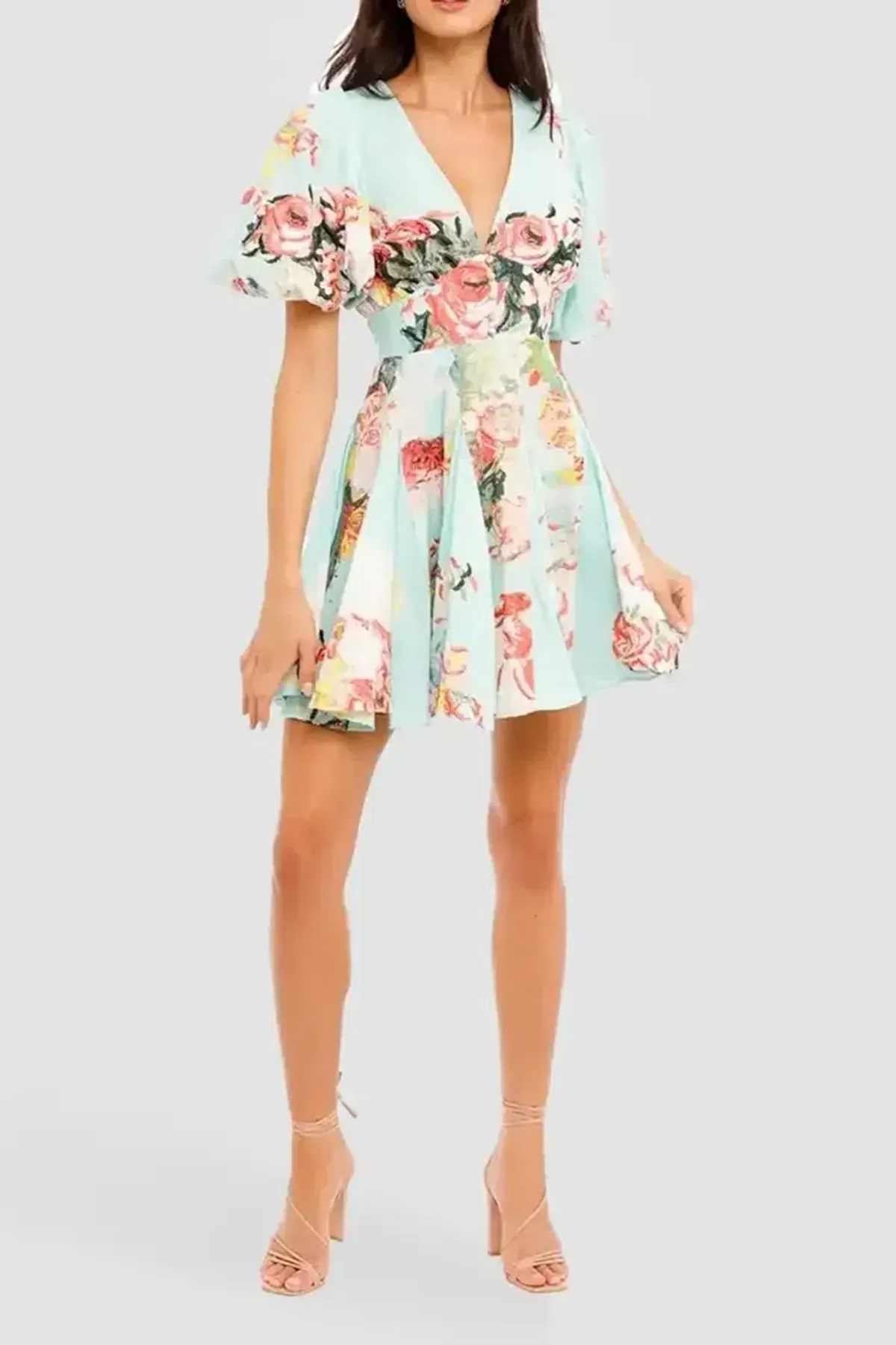 Hemant & Nandita Sage Skater Mini Dress Floral Size 6 - Image 1