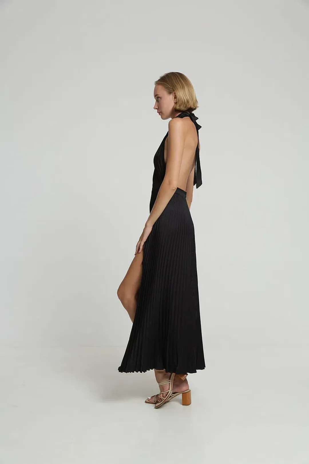 L'Idee Renaissance Split Gown in Noir Black Size 10 for rent on The Volte - main image