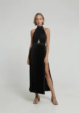 L'Idee Renaissance Split Gown in Noir Black Size 10 for rent on The Volte - image 1