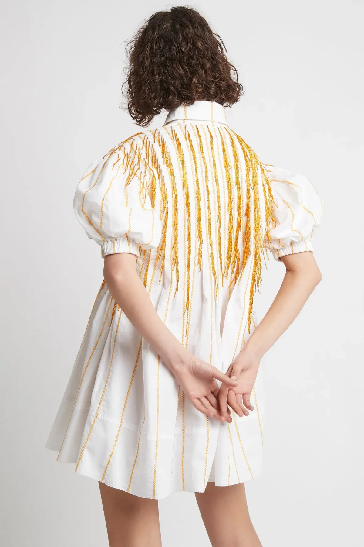 Aje Collective Beaded Mini Dress Ivory/Marigold Size 8 - Image 3