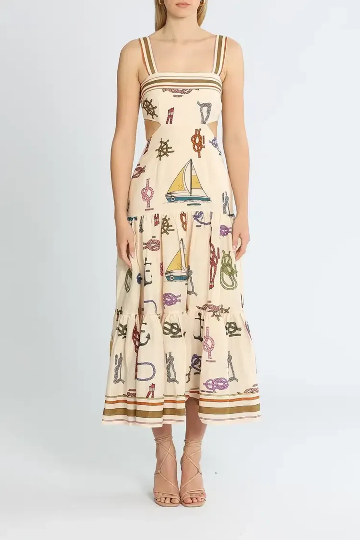 Alemais Ships Ahoy Midi Sundress Multi Size 14 - Image 1
