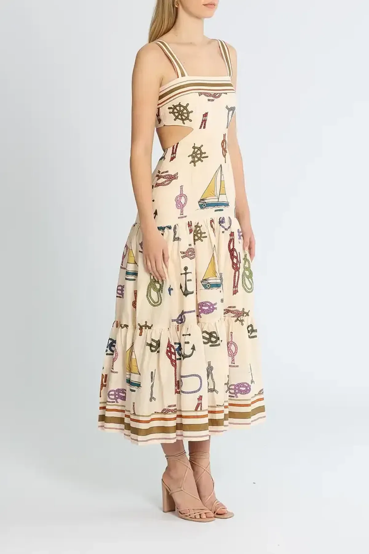 Alemais Ships Ahoy Midi Sundress Multi Size 14 - Image 2