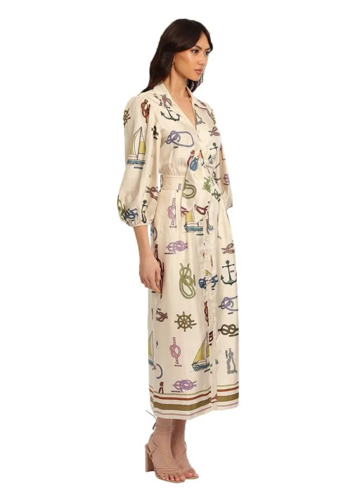 Alemais Ships Ahoy Midi Dress Multi Size 8 - Image 1